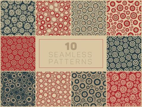 Seamless Hand Drawn Rough Circle Round Shapes Jumble Patterns Illustrazione stock