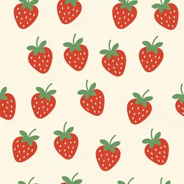 Seamless Hand-Drawn Strawberry Pattern - Vintage Style Red Berry Illustration Ilustração Stock