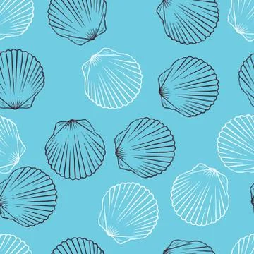 Seamless hand drawn texture of shells. Vector Illustration Stock Illustration