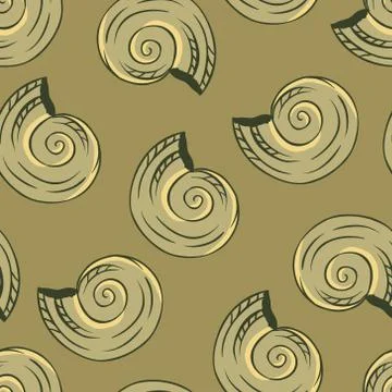 Seamless hand drawn texture of shells. Vector Illustration Stock Illustration