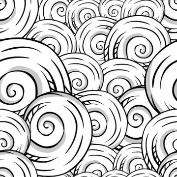 Seamless hand drawn texture of shells. Vector Illustration Stock Illustration