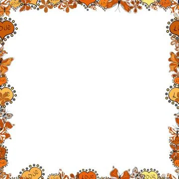 Seamless. Hand drawn vector border frame doodles. Vector illustration. Illustrazione stock