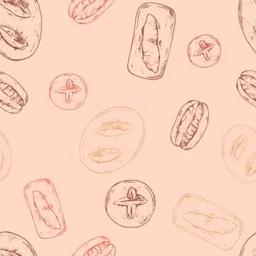 Seamless hand drawn vector pattern bread, rolls Stock Illustration