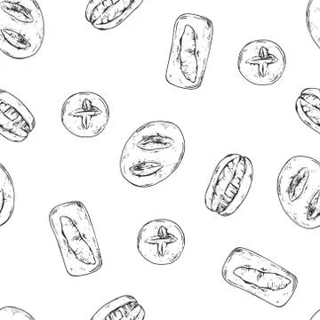 Seamless hand drawn vector pattern bread, rolls Illustrazione stock