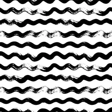 Seamless hand drawn vector wavy line pattern. Stock Illustration