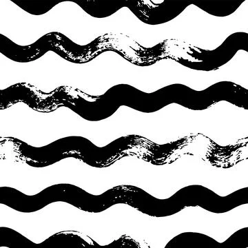 Seamless hand drawn vector wavy line pattern. Stock Illustration