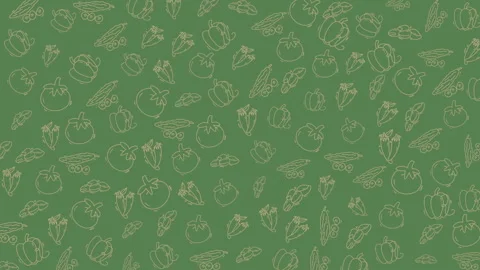 Seamless hand-drawn vegetable pattern with fresh produce illustrations Stock-Footage 330829582
