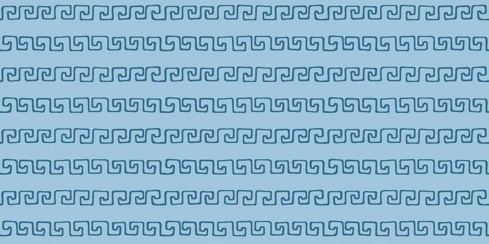 Seamless hand-drawn wave pattern in blue colors. Nautical, abstract, and Stock Illustration