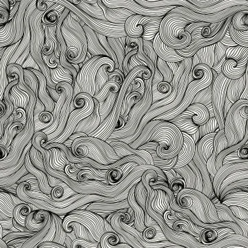 Seamless hand-drawn waves texture.copy that square to the side and you'll get Illustrazione stock