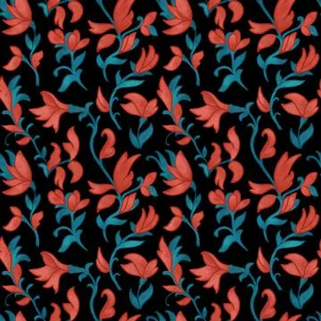 Seamless handdrawn floral surface pattern Stockillustratie