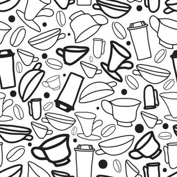 Seamless handwork pattern with cups of coffee Stock-Illustration