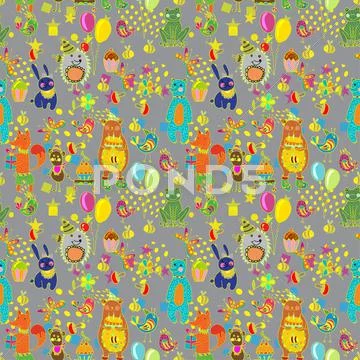 Seamless happy birthday cartoon background Stock Illustration