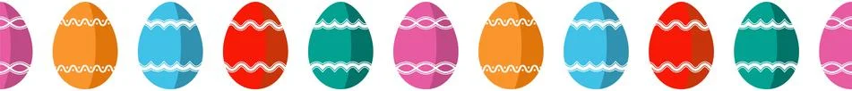 Seamless Happy Easter Egg set on white isolated background. Also Single useable. Stock Illustration