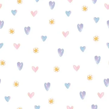 Seamless happy valentine day pattern background with cute water colour heart  Illustrazione stock