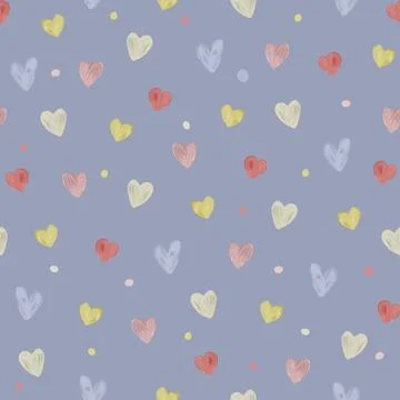 Seamless happy valentine day pattern background with doodle heart shape , gre Stock Illustration