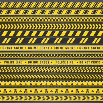 Seamless Hazard Warning Tape Patterns | Yellow and Black Construction Ribbo.. 스톡 일러스트