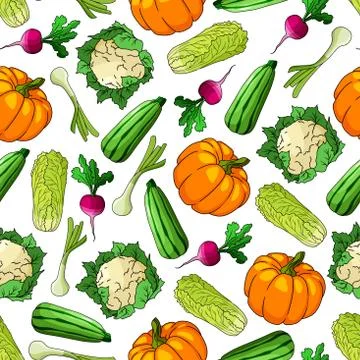 Seamless healthy vegetables pattern background Stock Illustration