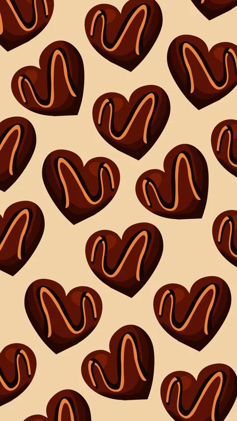 Seamless Heart Chocolate Candy Pattern on Beige Background Looping Motion 스톡 동영상 336696748