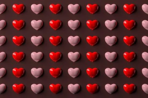 Seamless Heart Pattern Background, 3D Rendering Illustrazione stock