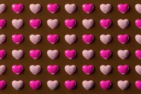 Seamless Heart Pattern Background, 3D Rendering Illustrazione stock