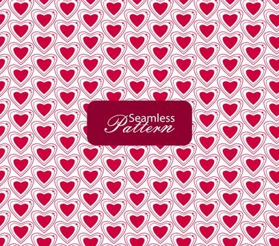 Seamless heart pattern background with red romantic love symbols for Valent.. Stock Illustration