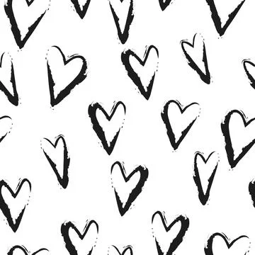 Seamless heart pattern. Hand drawn doodles. Stock Illustration