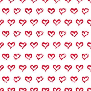 Seamless heart pattern. Hand painted ink brush Stock Illustration
