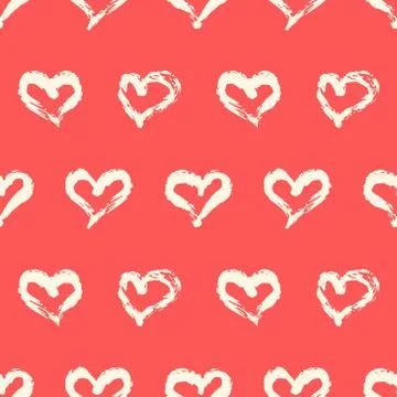Seamless heart pattern. Hand painted ink brush Stock Illustration