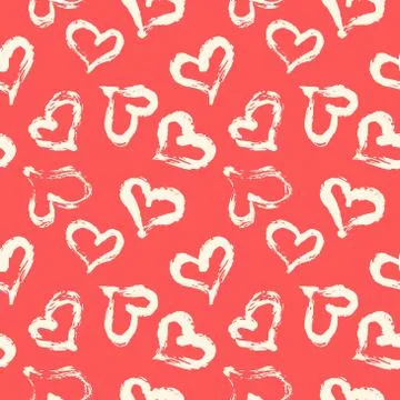 Seamless heart pattern. Hand painted ink brush Stock-Illustration