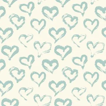 Seamless heart pattern. Hand painted ink brush Stock Illustration
