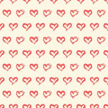 Seamless heart pattern. Hand painted ink brush Stock Illustration