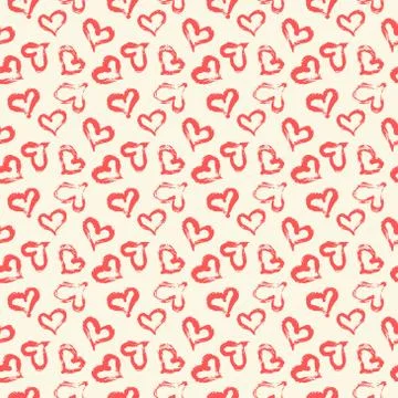 Seamless heart pattern. Hand painted ink brush Illustrazione stock