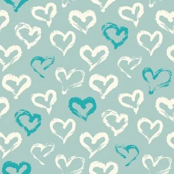 Seamless heart pattern. Hand painted ink brush Stock Illustration