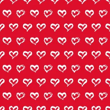 Seamless heart pattern. Hand painted ink brush Illustrazione stock