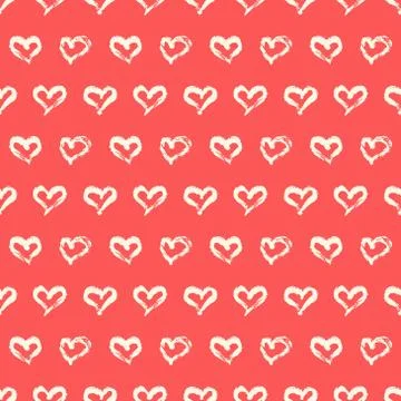 Seamless heart pattern. Hand painted ink brush Stock Illustration