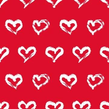 Seamless heart pattern. Hand painted ink brush Stock Illustration