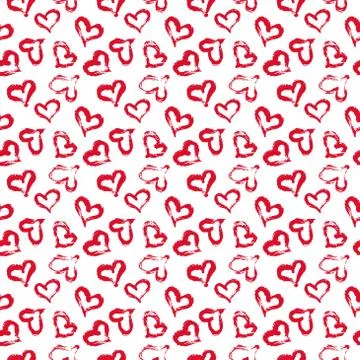 Seamless heart pattern. Hand painted ink brush Stock Illustration