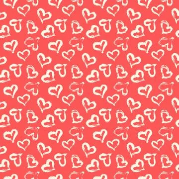 Seamless heart pattern. Hand painted ink brush Stock Illustration