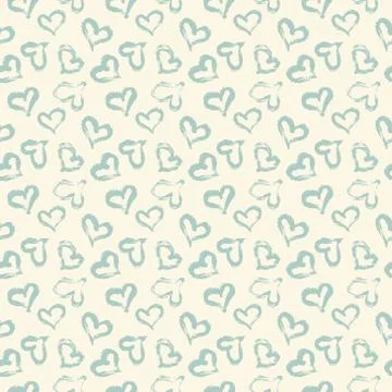 Seamless heart pattern. Hand painted ink brush Stock Illustration
