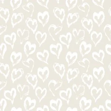Seamless heart pattern. Hand painted ink brush Stock Illustration