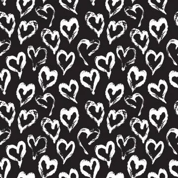 Seamless heart pattern. Hand painted ink brush Illustrazione stock