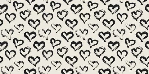 Seamless heart pattern hand painted with ink brush Stock Illustration