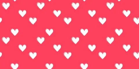 Seamless heart pattern hand painted with ink brush Stock Illustration