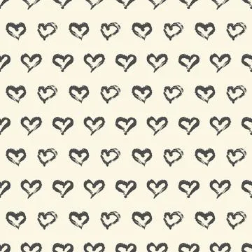 Seamless heart pattern. Hand painted ink brush Stock Illustration