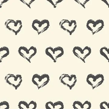 Seamless heart pattern. Hand painted ink brush Illustrazione stock