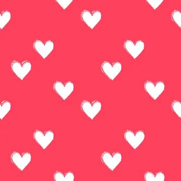 Seamless heart pattern. Hand painted ink brush Stock Illustration