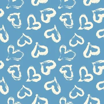 Seamless heart pattern. Hand painted ink brush Stock Illustration