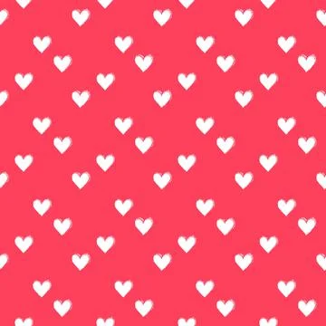 Seamless heart pattern hand painted with ink brush Stock Illustration