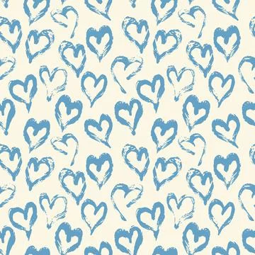 Seamless heart pattern. Hand painted ink brush Stock Illustration