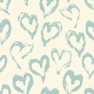Seamless heart pattern. Hand painted ink brush 스톡 일러스트